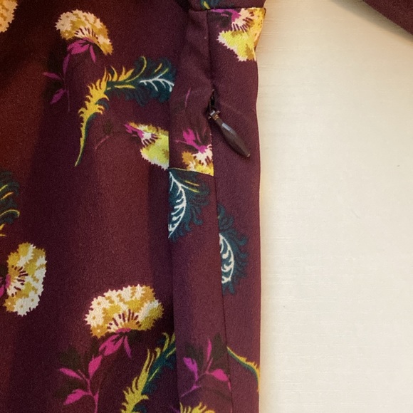 Banana Republic Maroon Floral Shirt Dress, Size 2 - Picture 10 of 12